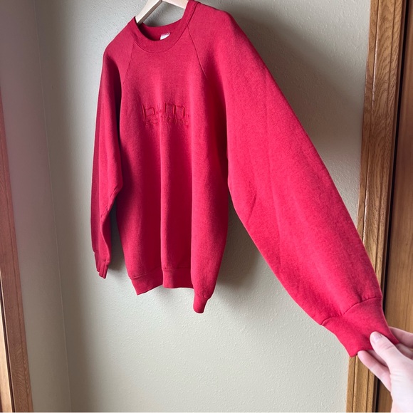 VTG BUM Equipment Sweatshirt 90’s Fruit of the Loom Made USA Unisex Size XL Red - Picture 3 of 11